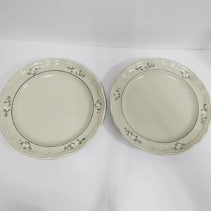 Pfaltzgraff Heirloom Dinner Plates Set of 2 Gray Floral Country Style‎ Scalloped
